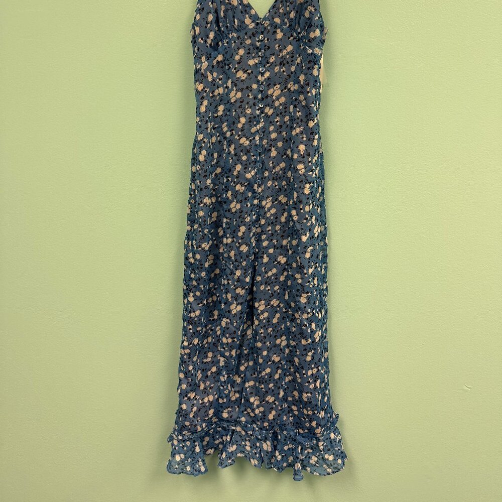 Majorelle quincy midi dress in blue ditsy size xs - Picture 4 of 10